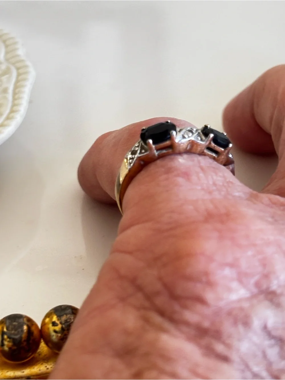 Black Sapphire 6.3/4  925 Stamped/Vermeil